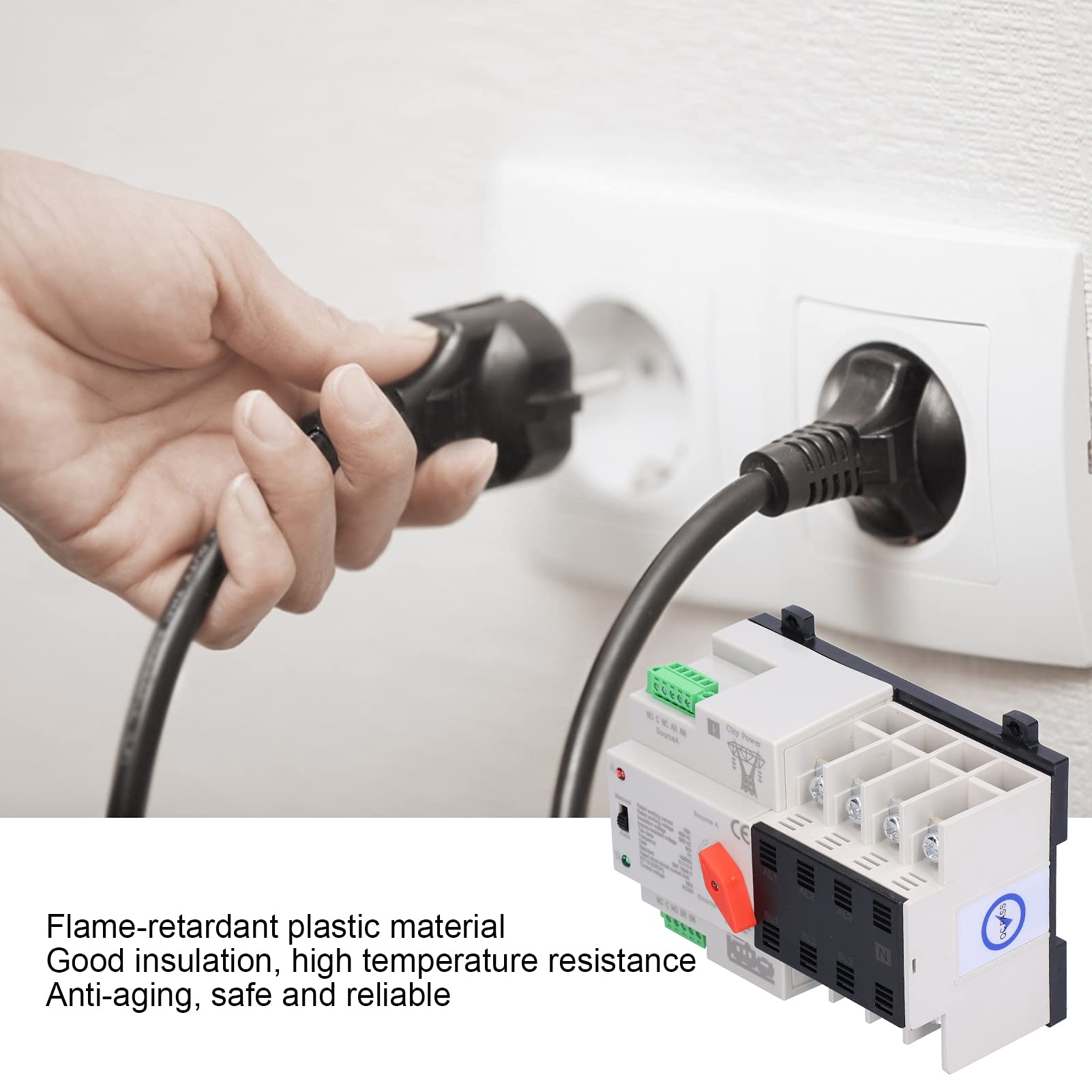 Interruptor de Transferencia Automática,4P 100A PC ATS 400V AC, Dual Potencia Interruptor de Transferencia, Interruptores de Energía de Emergencia,para Energía Municipal, Generador