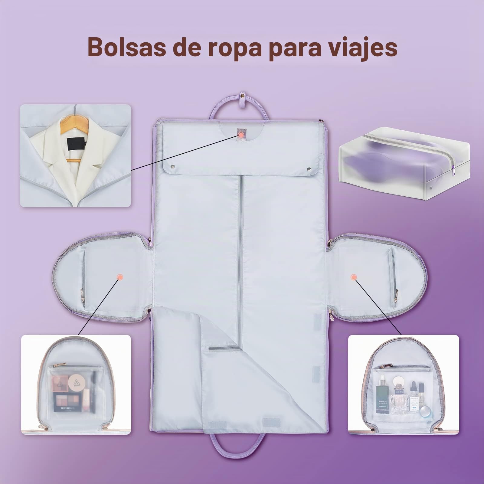 Bolsa portatraje de Viaje para Mujer, Púrpura, Carry-on 20-Inch, Mujer