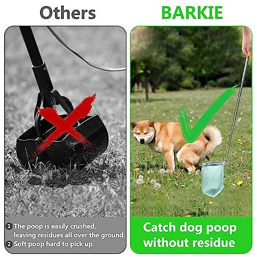 Image of BARKIE Dog Poop Catcher with 120 Bags - 52 inch Extendable Handle, No Cleaning Required After Use, No Residue Left Behind, Lightweight and Portable, Stainless Steel Construction, Ideal for Small Dogs