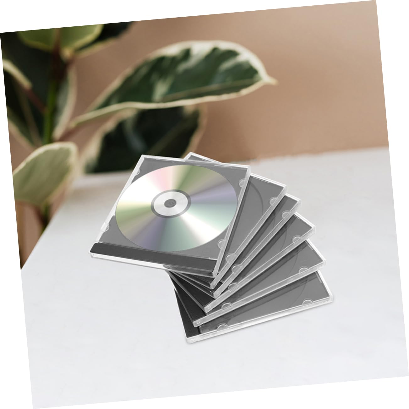 Hemobllo 10 pezzi Custodia CD Trasparente con Base Nera Archiviazione per Dischi Musicali Ufficio Protezione Robusta e Versatile