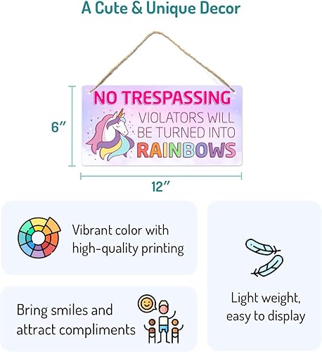 Miniatura 2 de Decoración de unicornio para habitación de niñas, decoración de habitación de niñas para dormitorio, decoración de plástico de PVC de 12 x 6