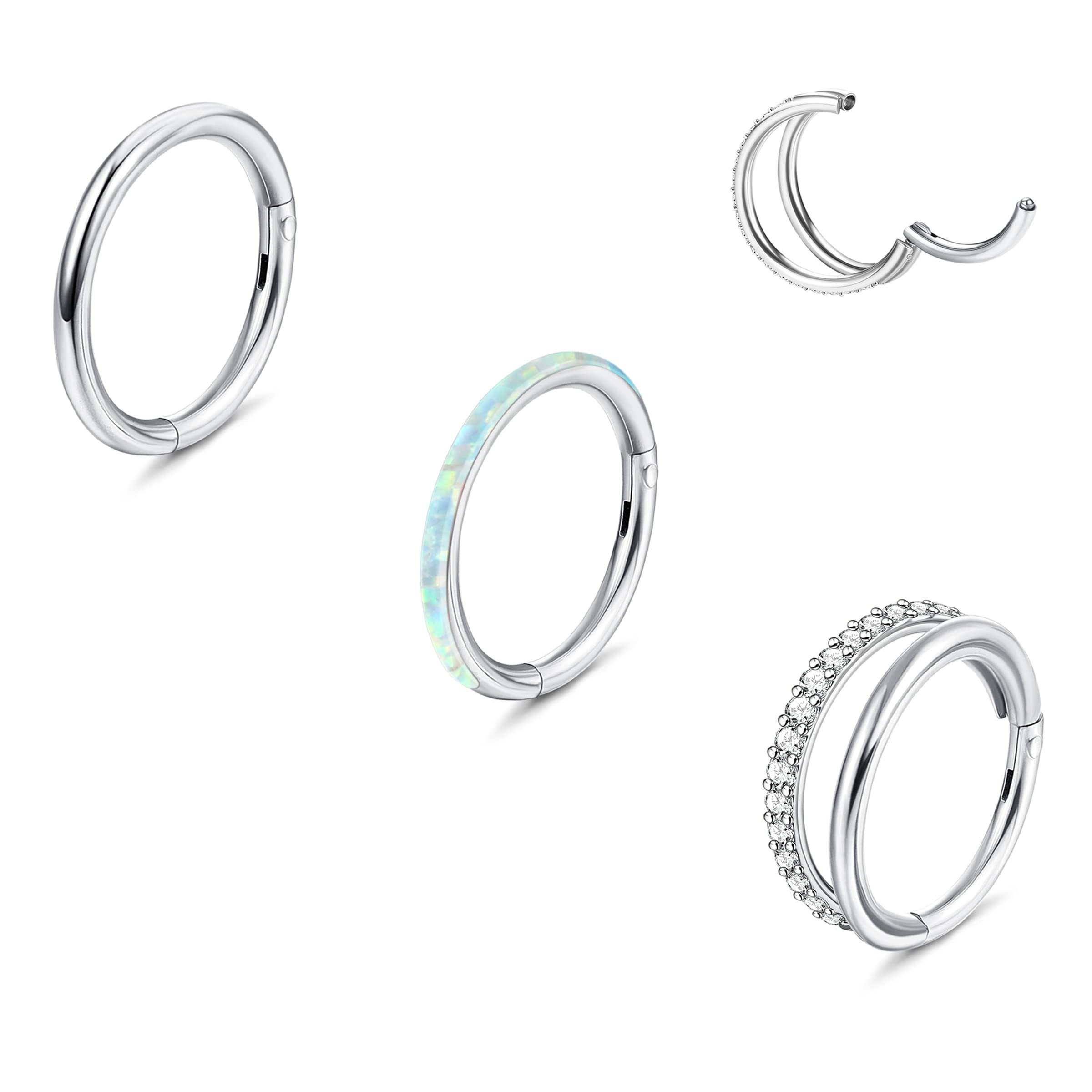 Adramata3Pcs 14G 1.6MM Piercing Ombligo Titanio Piercing Ombligo Aro Septum Piercing Hélice Cartílago Tragus Oreja Piercing Plata Oro Hipoalergénica Corporal Piercing Joyas para Mujer