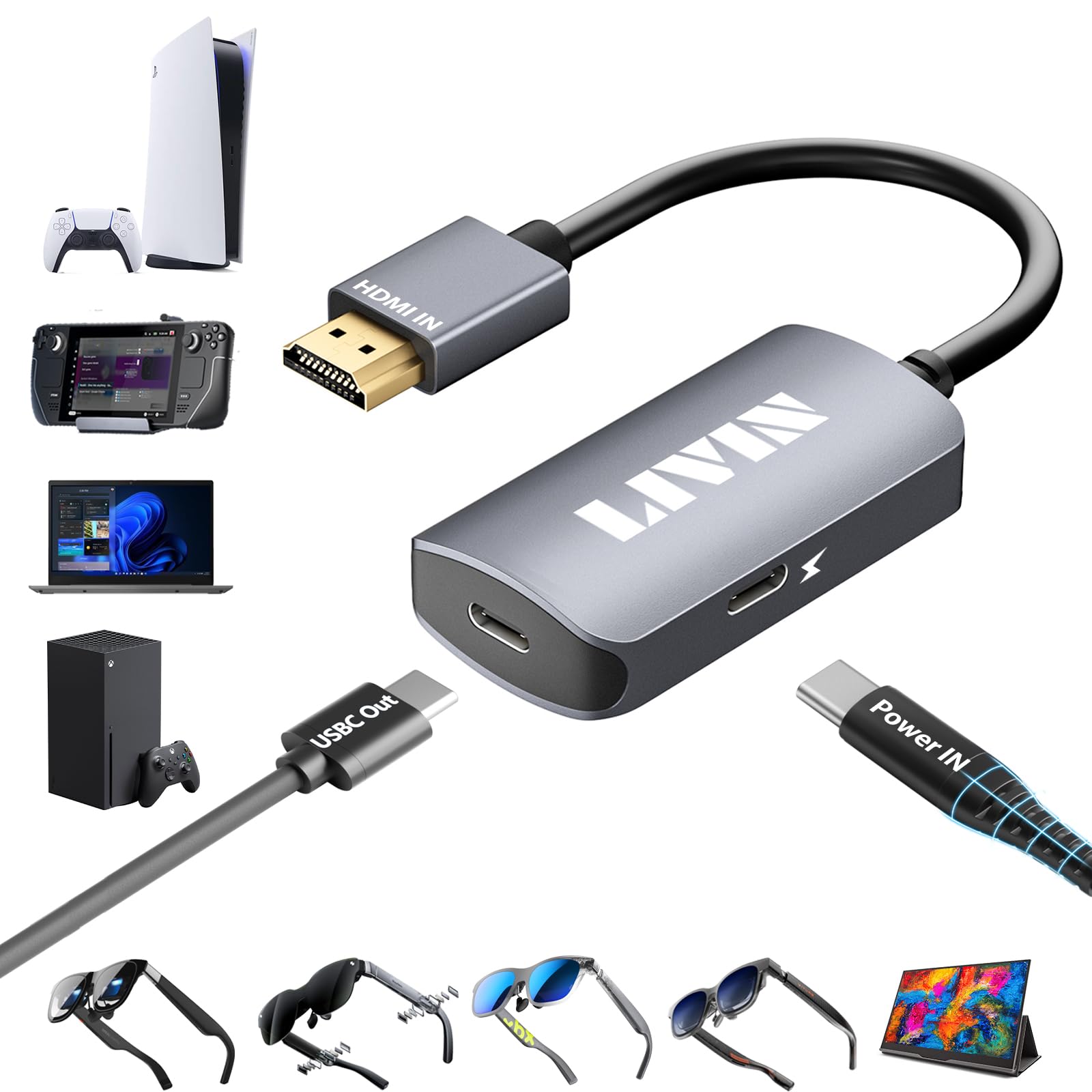 Amazon.com: HDMI to USB C Adapter 4K Portable Monitor, AR Glasses