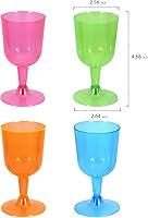 Vista 3 de Party Essentials Copas de vino de plástico duro de dos piezas, 5-12 onzas, neón surtido, 20