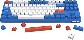 AK871 75% Wireless Mechanical Keyboard, Bluetooth/2.4G Dual Mode, 87 Keys Compact TKL Hot Swappable Gaming Keyboard, OEM Keycaps Linear Red Switch Custom Keyboard for PC Windows Mac (Blue & White)