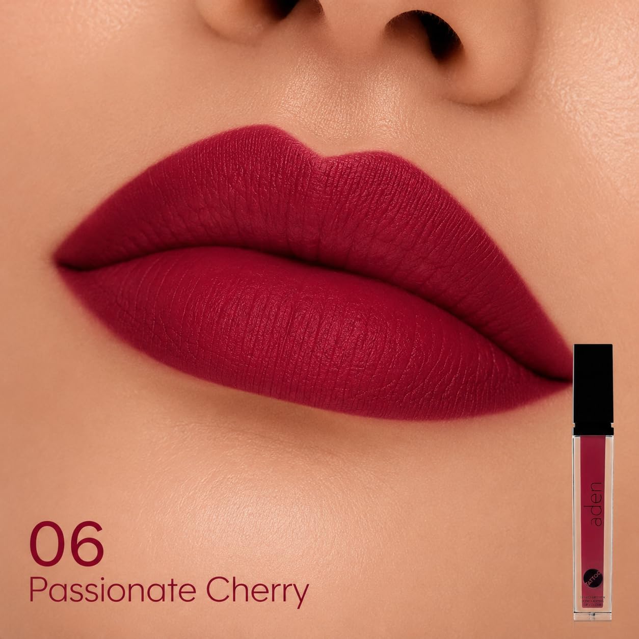 Lippenstift Tattoo - Hochpigmentiert mit MATTE FINISH 7ML - Made In Italy (06 Passionate Cherry)