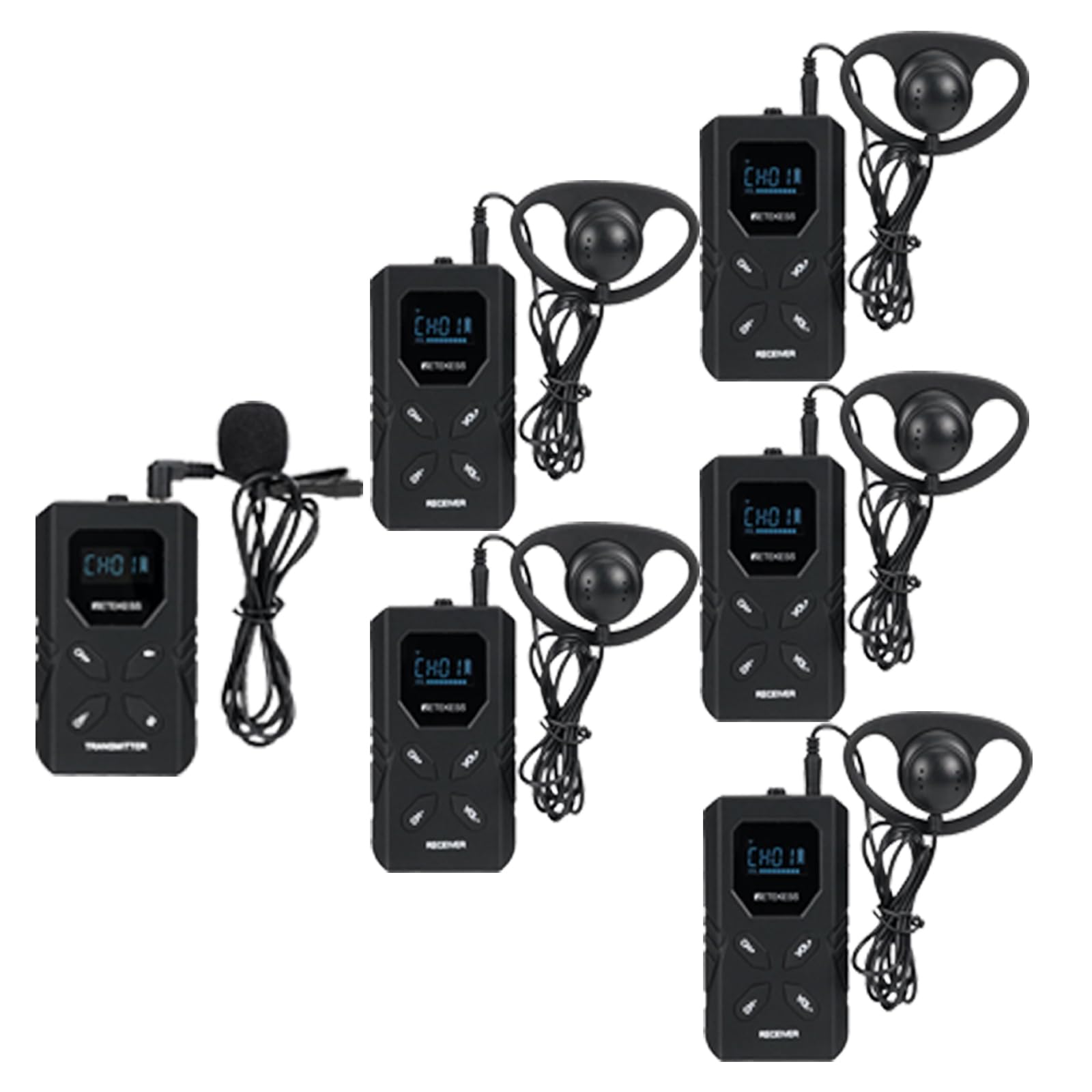 TT117 Wireless Tour Guide System, Interpreting Equipment, Support Stereo Transmission, One Key Mute, Translation Devices for Church (1 Transmitter 5 Receivers)