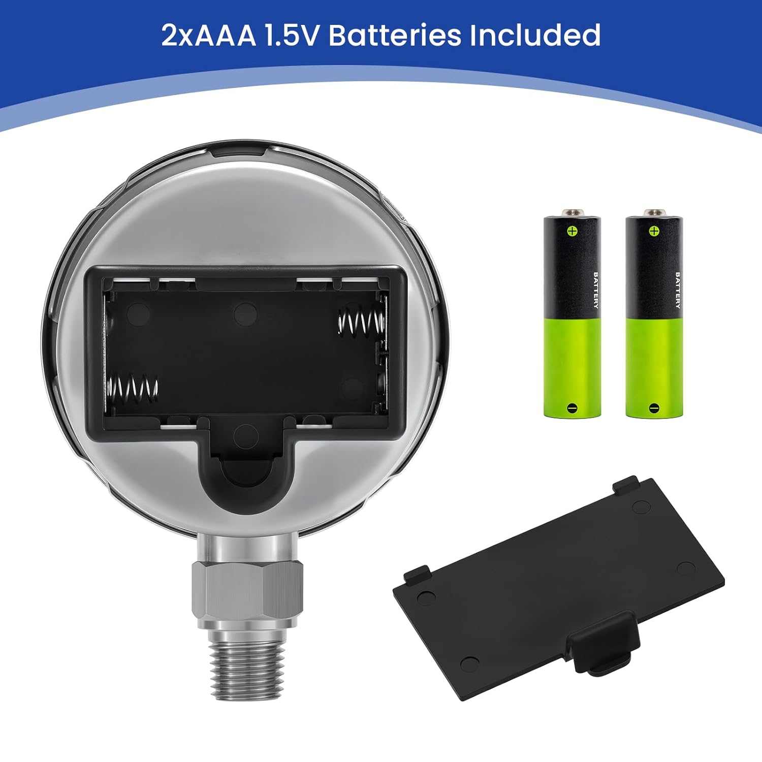 MEASUREMAN Economy Digital Pressure Gauge 2.5" Blue Backlit LCD, 0-300 PSI All Stainless Steel Case 1/4" NPT Connection 1% Accuracy