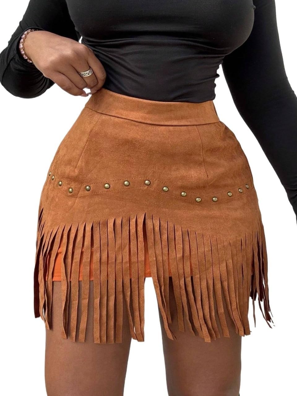Casual High Waisted Zipper Straight Mini Skirt Skort for Women - Suede A-Line Skirt for Fall Outfits