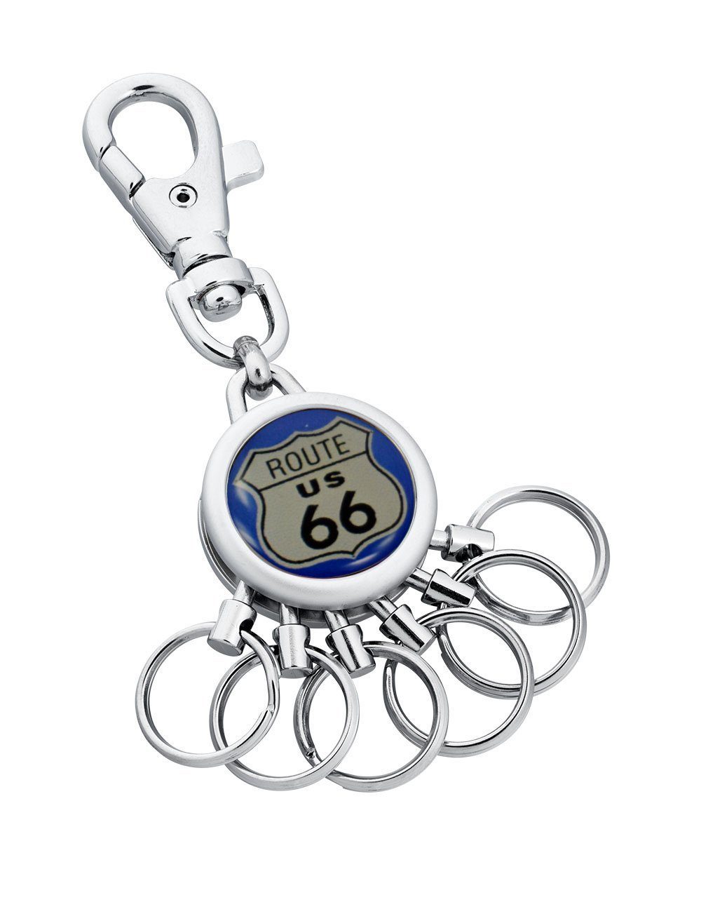 Jadani Schlüsselanhänger Kingsport mit Karabinerhaken und 6 abnehmbaren Ringen - verschiedene Designs erhältlich (Route66)