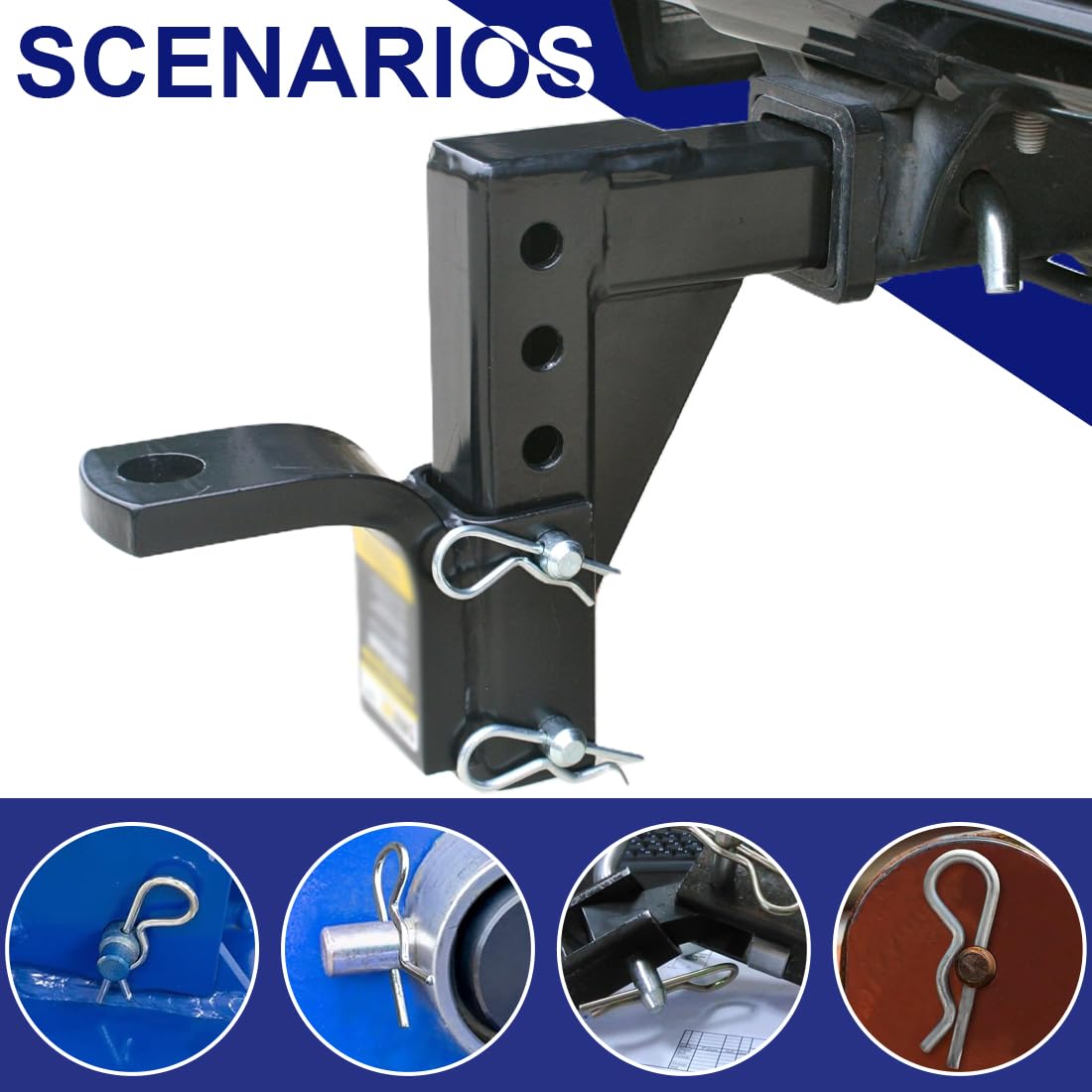 EIHI Coppiglie a Scatto 40 Pezzi Copiglie Clips, Coppiglie Mollette a R, Coppiglie di Sicurezza R Clips, Capelli Pin Hitch Assortimento Kit per Trattori Auto Camion Trattore