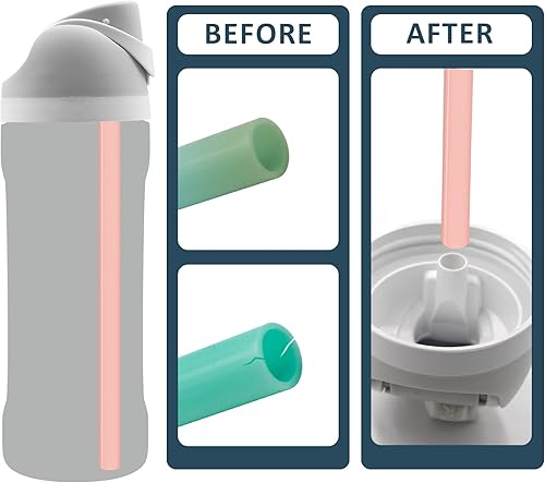 Miniatura 6 de Pajitas de repuesto de silicona para botella de agua Owala FreeSip de 19 onzas, 24 onzas, 32 onzas, 6 popotes reutilizables con cepillo de limpieza