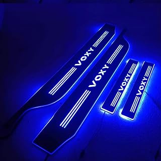 ウォクシー 90系 サイドステップガード スカッフプレート 車用イルミネーションステップ LED点灯 専属ロゴ 流れる ブレス点灯 専属ロゴ 流れる ブレス点灯 専属車種カスタム サイズぴったり アクセサリー 外装 左右4点セット (ブルー, ウォクシー 90系)