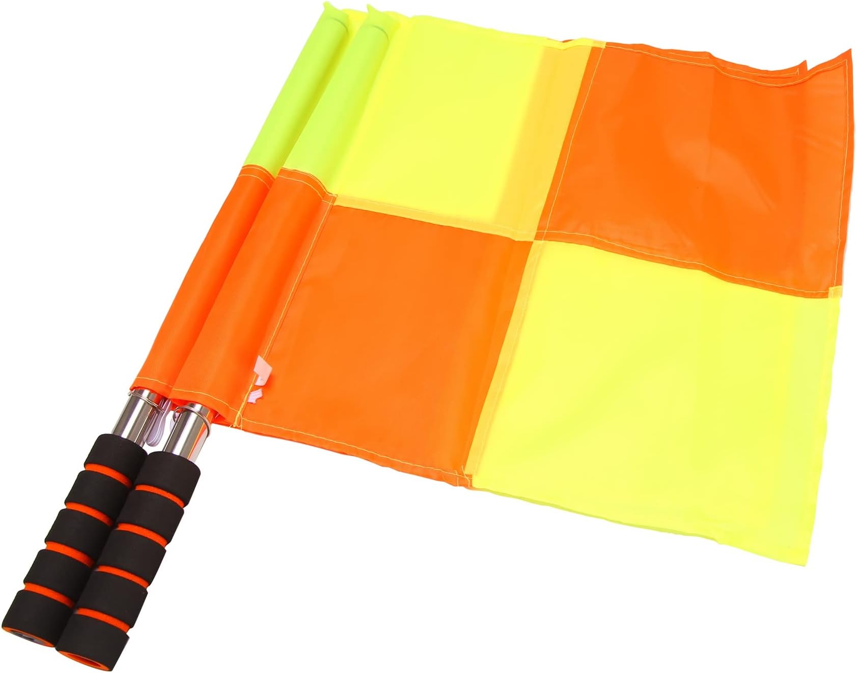 Hacbop Soccer Referee Flags with Carrying Bag Football Judge Linesman Sideline Fair Sports Match Flags Referee Equipment, Green & orange