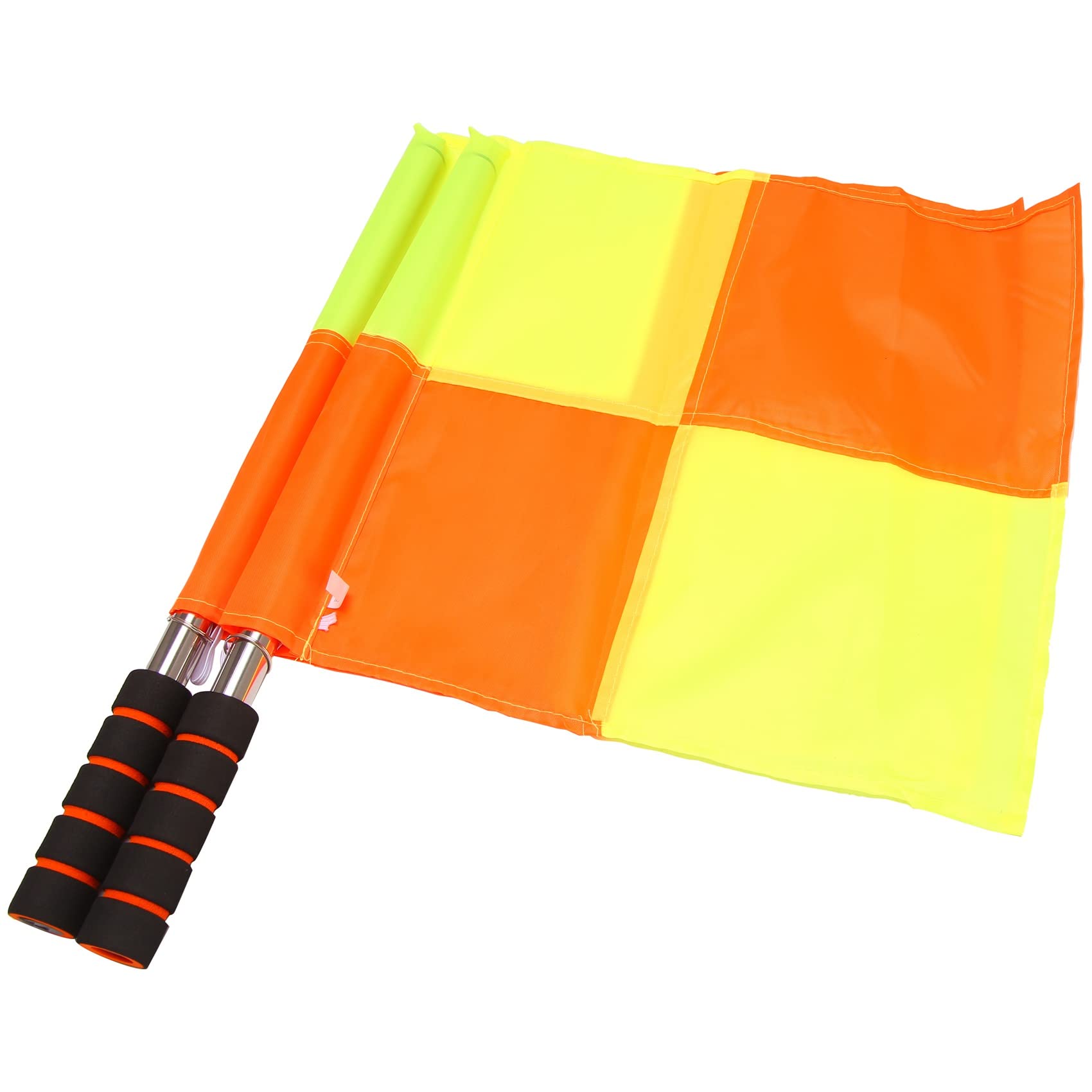 Hacbop Soccer Referee Flags with Carrying Bag Football Judge Linesman Sideline Fair Sports Match Flags Referee Equipment, Green & orange