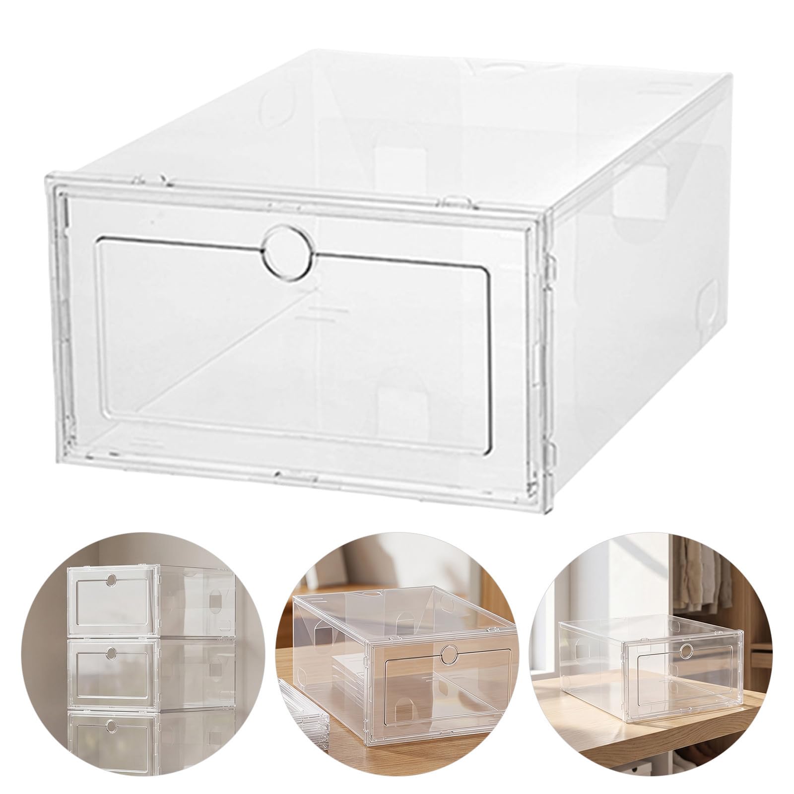 5 Piezas Cajas Plegables para Zapatos Diseño de Cajón Transparente de Pp, Apilables y Resistentes, Ideales para Dormitorios y Casas, 33x24x14cm