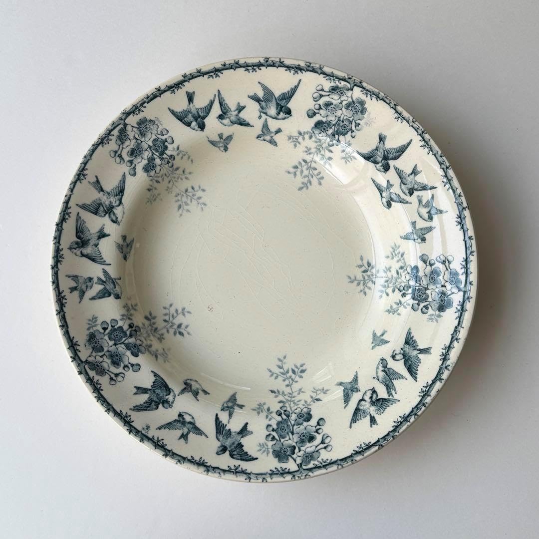 フランスアンティーク ショワジールロウ Montigny深皿 青