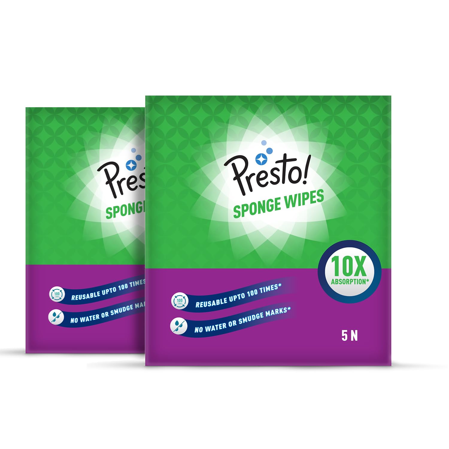 Amazon Brand - Presto! Premium Multi-Purpose Sponge Wipes | Assorted | 10 Count |(5 x Pack of 2)
