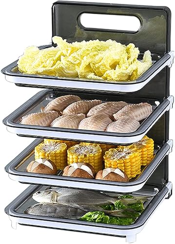 Miniatura 11 de Xicennego Organizador de ingredientes de cocina montado en la pared, 4 capas, sin BPA, juego de estantes plegables para cocina, organizador de