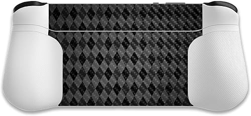 Miniatura 2 de MightySkins - Piel de fibra de carbono compatible con Logitech G Cloud Gaming Handheld - Argyle negro  Acabado de fibra de carbono texturizado