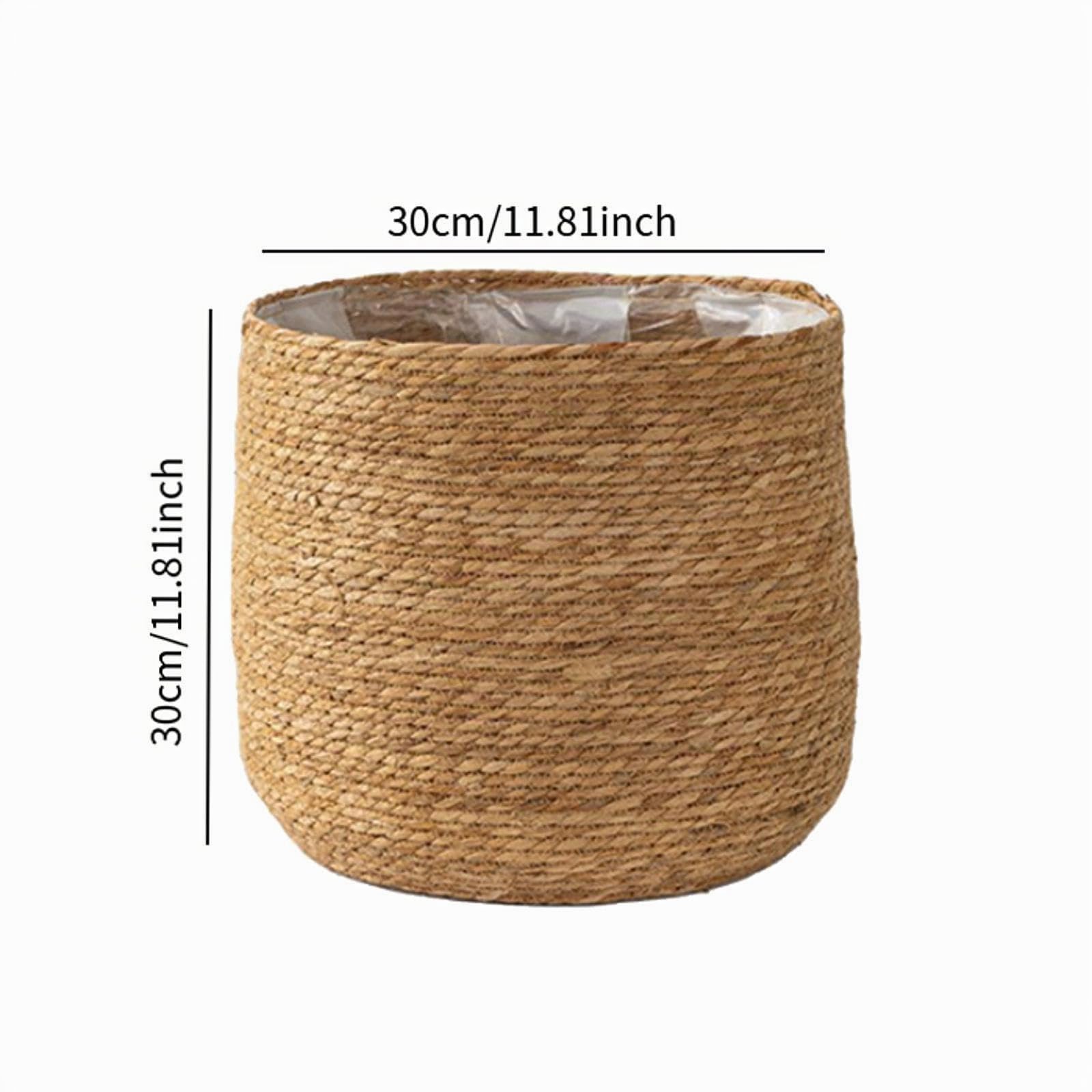 Milageto Cesta Tejida para macetas, Maceta rústica de Gran Capacidad, Organizador práctico, Cesta de Flores, contenedor para Dormitorio, Interior y Exterior