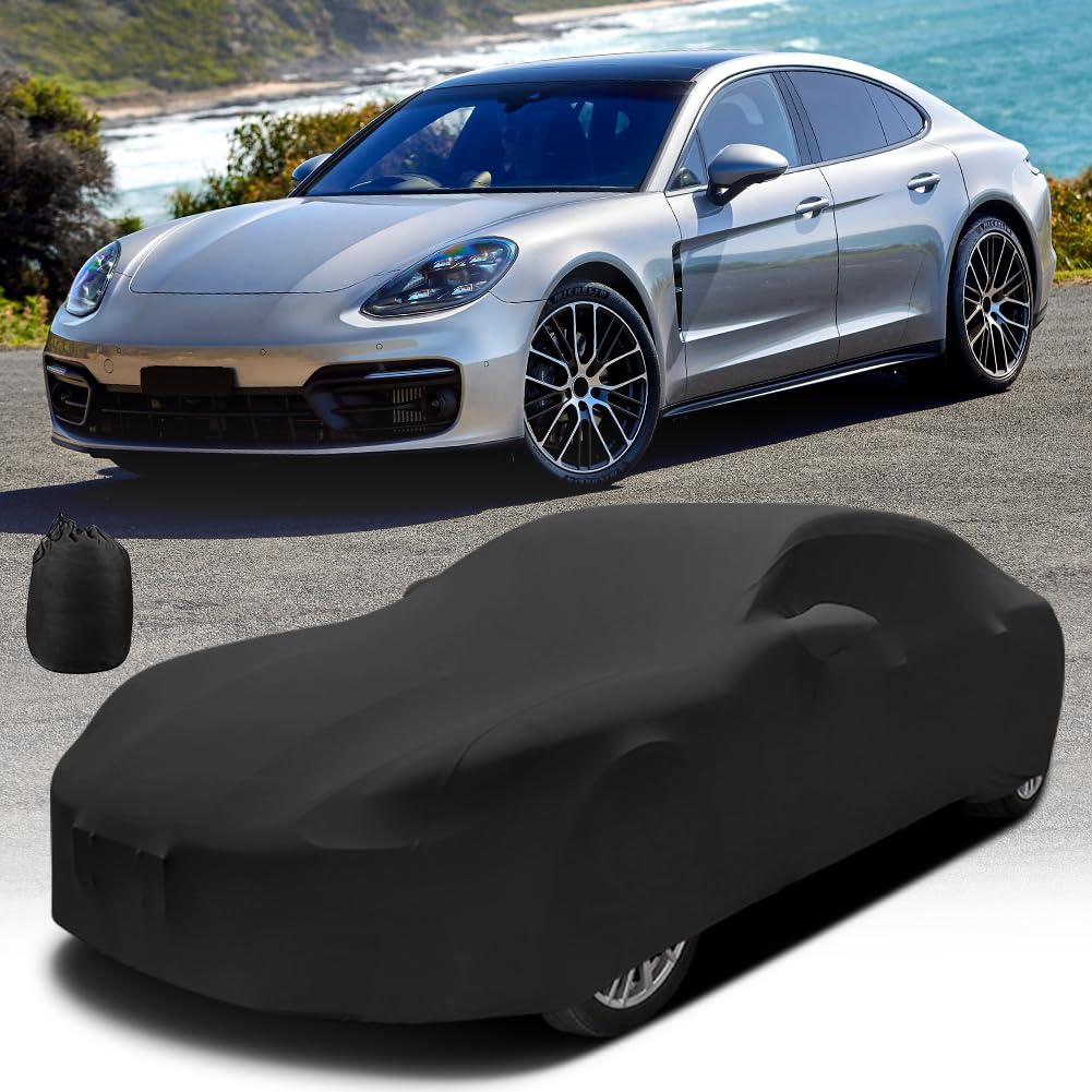 BHIEE Telo Copriauto da Interno Elasticizzato - Antipolvere e Traspirante, Morbido, fino a 5,3 m, Nero