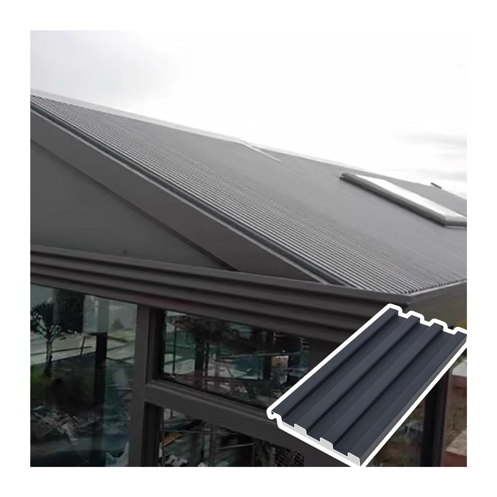 Btyqkzvpm Grey Aluminum Roofing Panels, Outdoor Insulated Core Aluminum Corrugated Roof Panels(,L 2M(6.5Ft))
