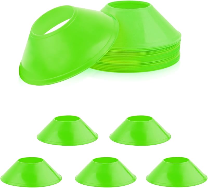 15pcs Soccer Cones for Sports Training, Mini Football Cones Flexible Agility Sports Cones Training Cones for Football Basketball Running Drills Sports Games Field Cone Markers Kids Practice (Green)