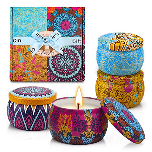 CREASHINE Scented Candles Gift Set, 100% Natural Soy Wax 4.4 Oz Unit Portable
