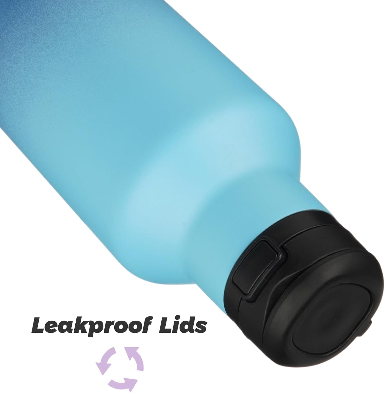 Insulated Water Bottle with Straw,17 OZ Double Wall Vacuum Stainless Steel Water Flask with 2 Lids,Sky - Image 4