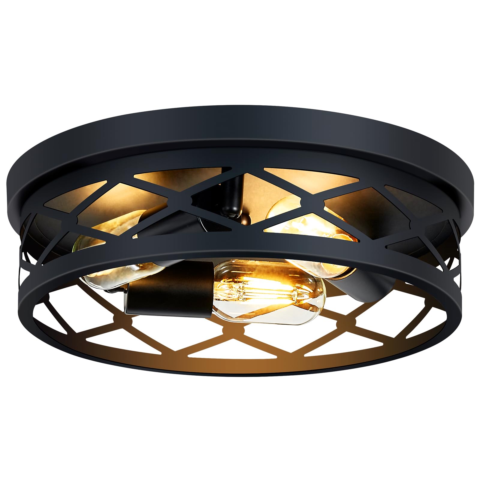 SKEJAO Flush Mount Ceiling Light Fixture, 3-Light Ceiling Light Fixture for Hallway, Black Hallway Light Fixtures Ceiling,Light Fixtures Ceiling Mount for Kitchen,Farmhouse,Hall (1 Pack)