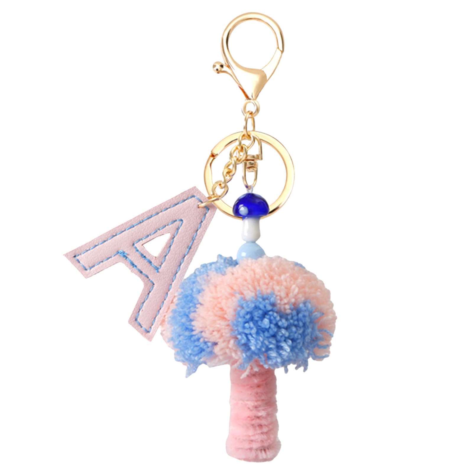 YanmucyMushroom Keychain Accessories Plush Toys Pom Pom Key Ring with Cute Handmade Wristlet Hand Srap for Car Keys Backpack