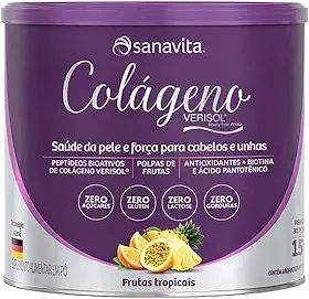 Sanavita Colágeno Hidrolisado Verisol - Pele e Cabelos - Frutas Tropicais - 150g