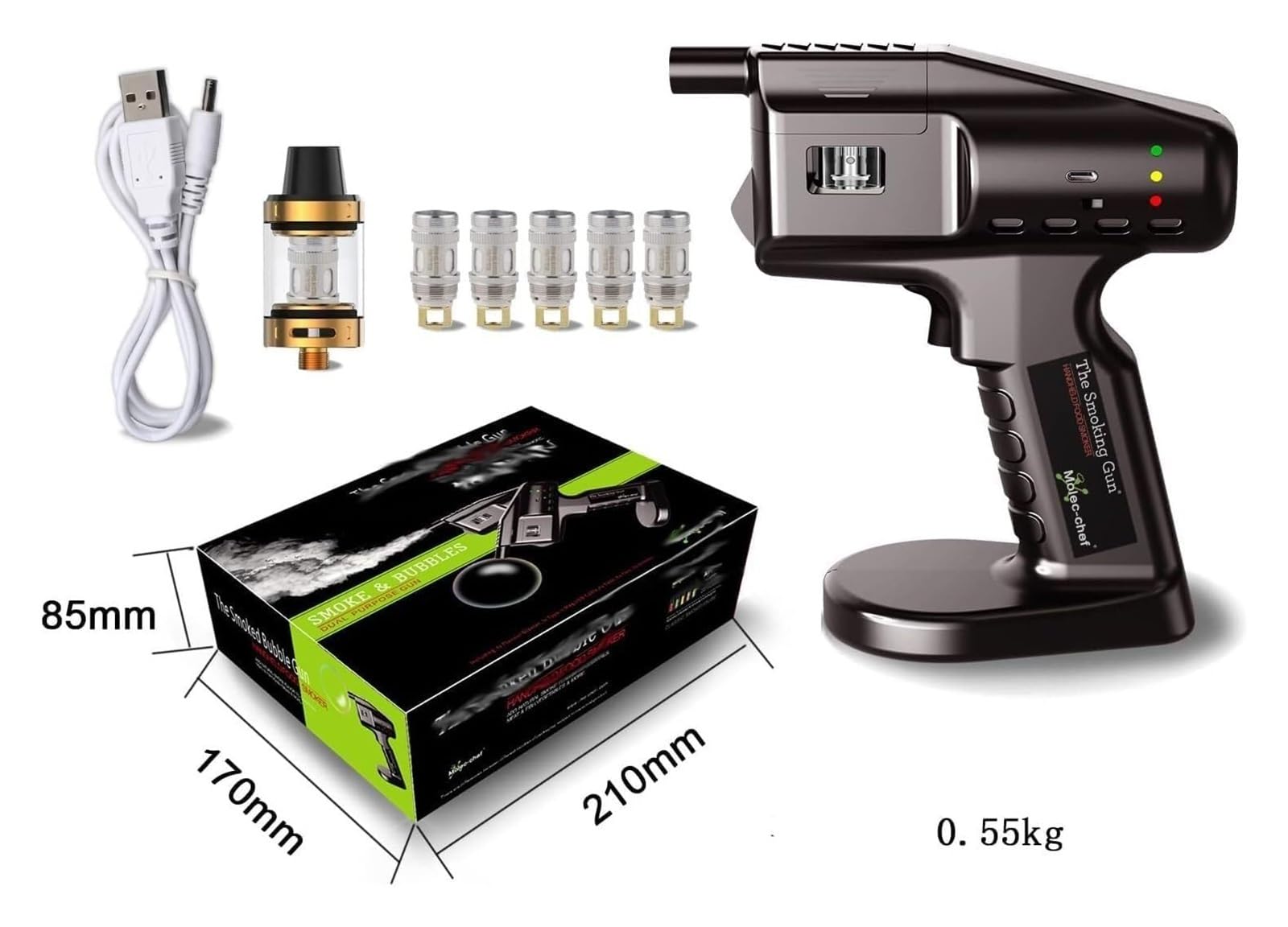 Zestaw do robienia koktajlowych bąbelków, Flavour Blaster, elektryczna pistolet do dymu koktajlowego, przenośny infuzer do dymu, ręczny palacz do zimnego dymu.