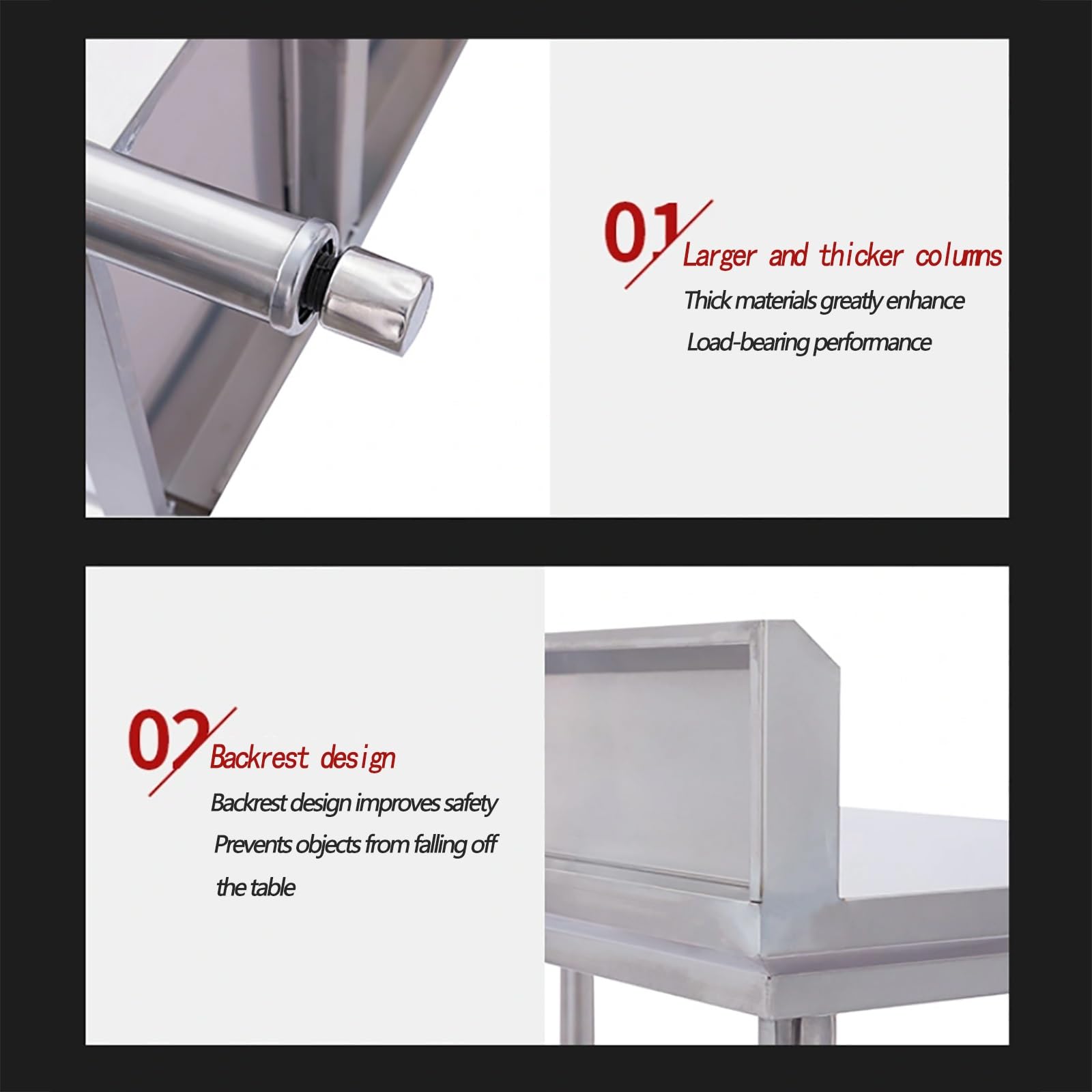 Table De Gril En Acier Inoxydable Avec Étagère Inférieure, Table De Préparation En Acier Inoxydable, Étagères Pour Équipement Support De Table Pour Buanderie Pour Cuisine De Restaurant Commercial(120*