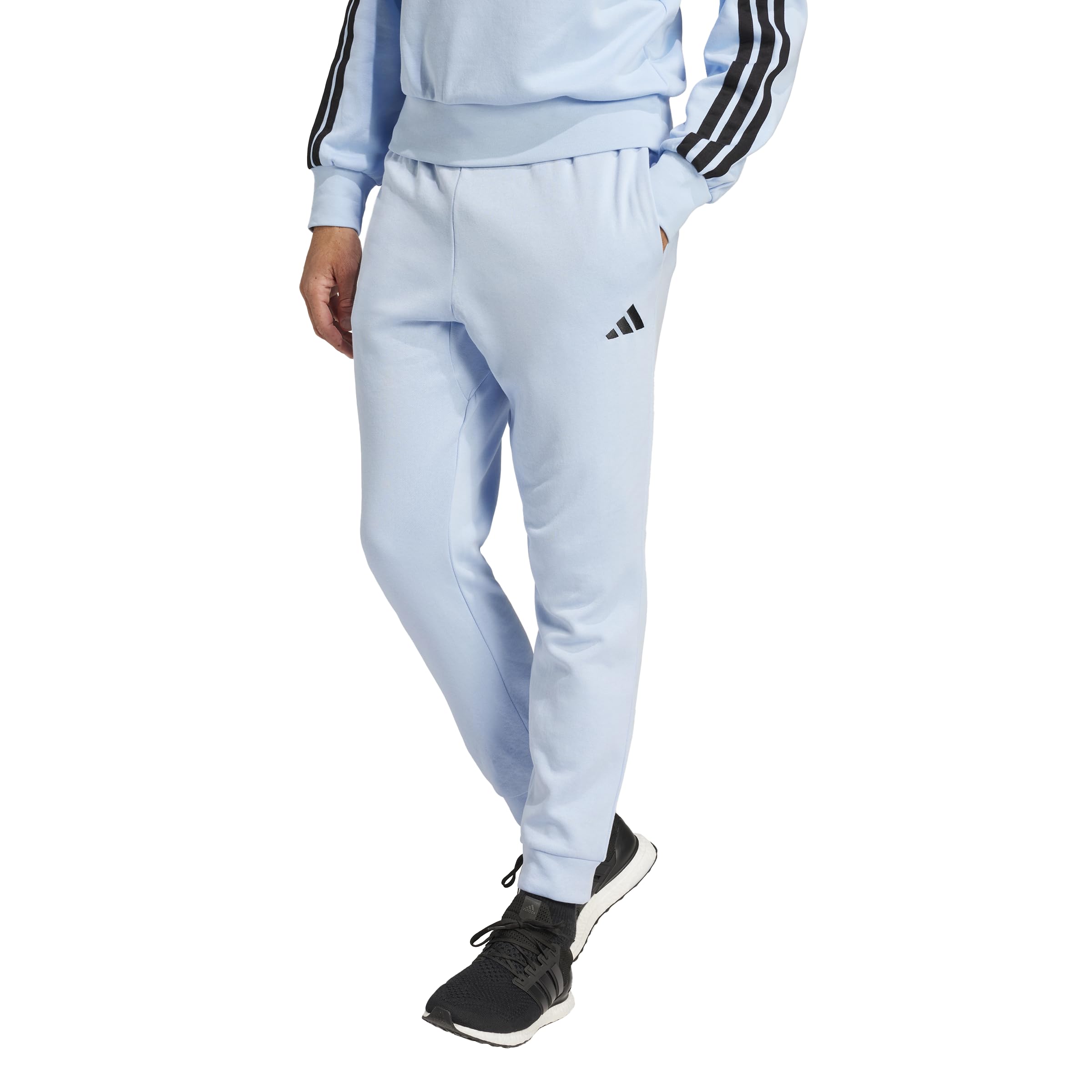 adidas Men's Essentials Feel Cozy Fleece Pants, Blue/Black, Medium