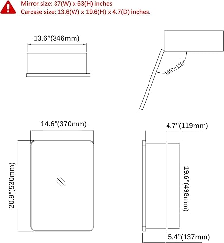 Miniatura 3 de Armario de acero inoxidable con espejo de medicina para baño con puerta enmarcada dorada, múltiples estantes, 15 x 21 pulgadas