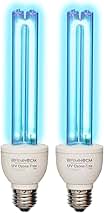 BAIMNOCM 2 Pack UVC Light Bulb Ozone Free, UV Lamp 25 Watt, 254nm Weavelength UV-C lamp for Basement E26 Base 2 Count