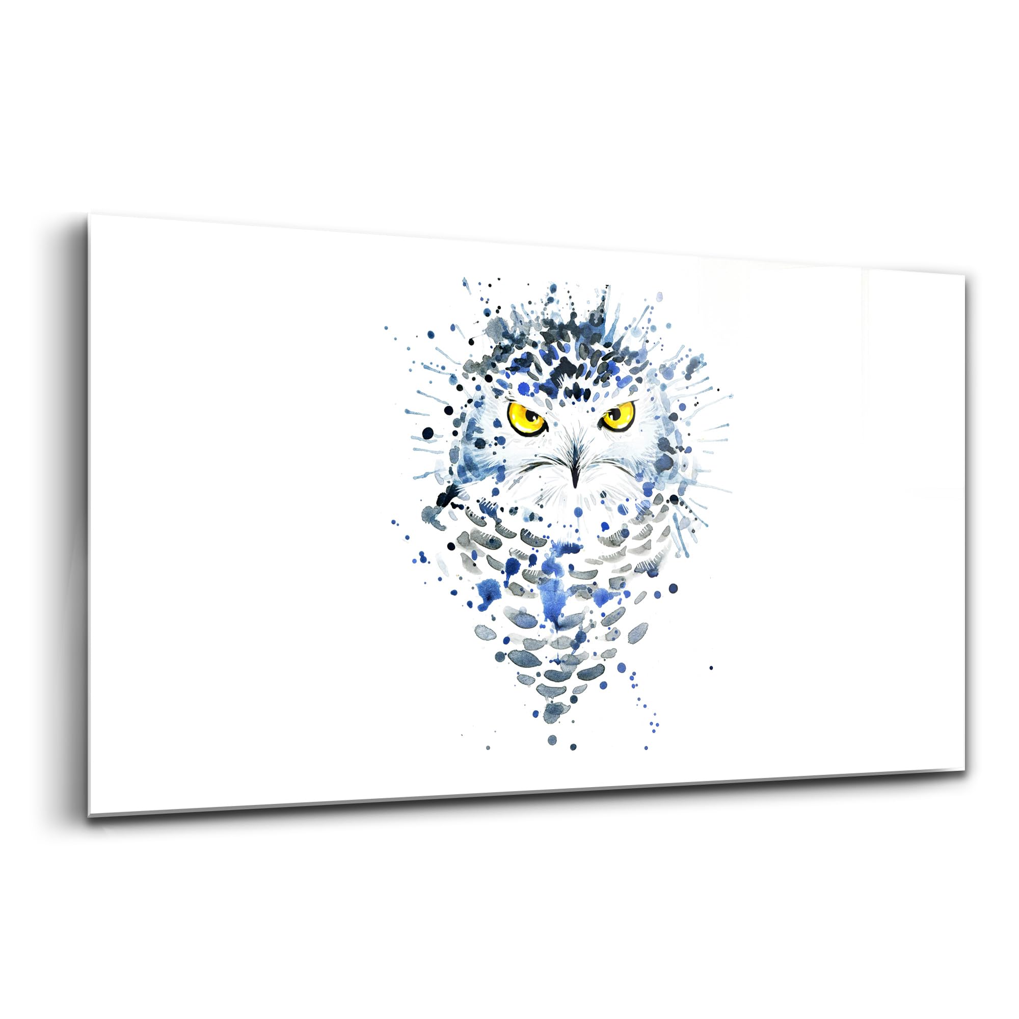 Tableau en verre 120x60cm chouette abstraite Wallfluent art intérieur