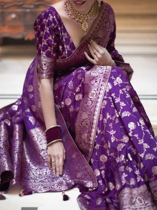 Image of Flosive Women's Soft Kangivaram Silk Saree With Copper Zari Weaving With Boluse