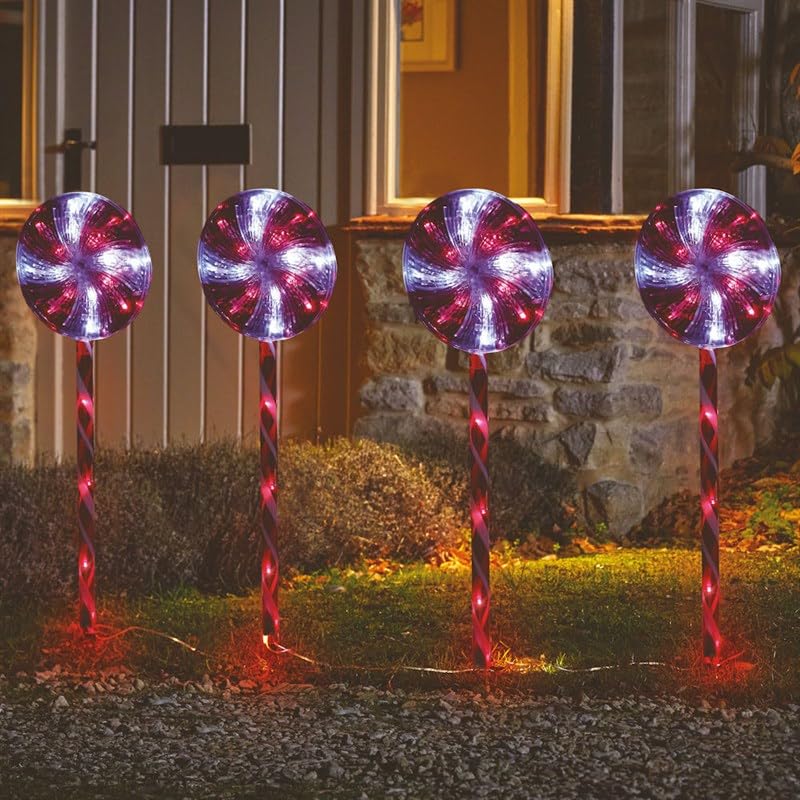 Smart Garden Three Kings 4 Large Candyswirl Christmas Path Stake Lights (2501025)