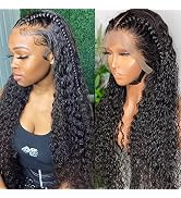Pizazz 13x4 HD Transparent Lace Front Wigs Human Hair 180% Density Brazilian Water Wave Human Hai...