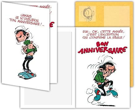Gaston Lagaffe Glct 0124 Carte D Anniversaire Avec Motif Bon Anniversaire Avec Motif En Retard Amazon Fr Fournitures De Bureau