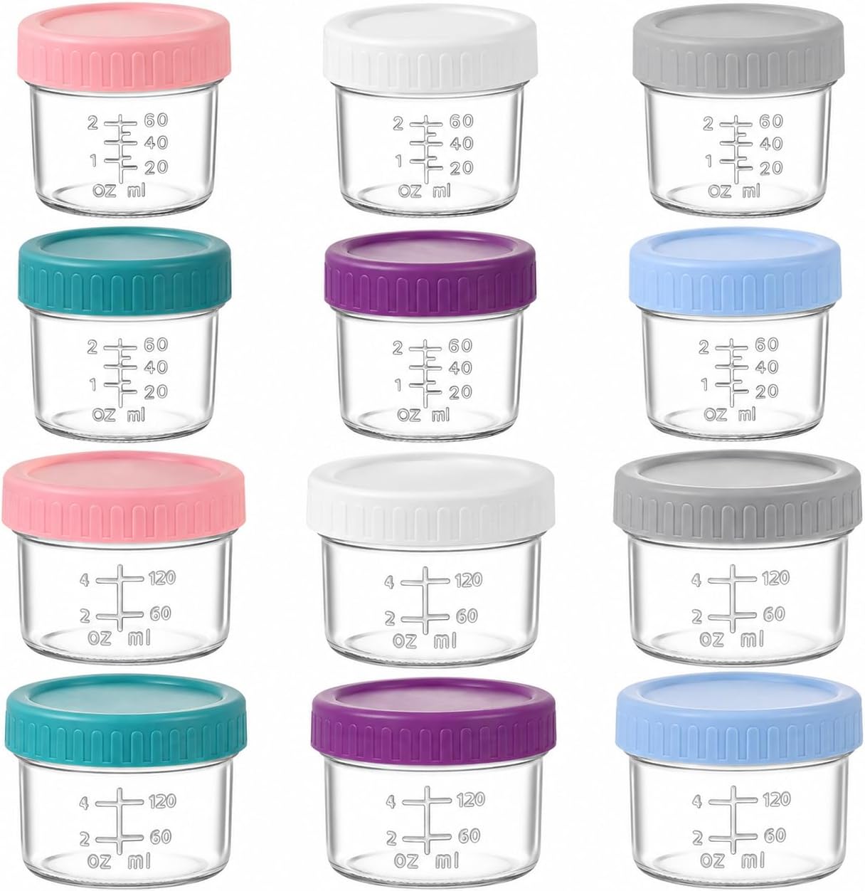 Dehov 6-Set 4&8 OZ Glass Baby Food Storage Containers, Baby Food Jars