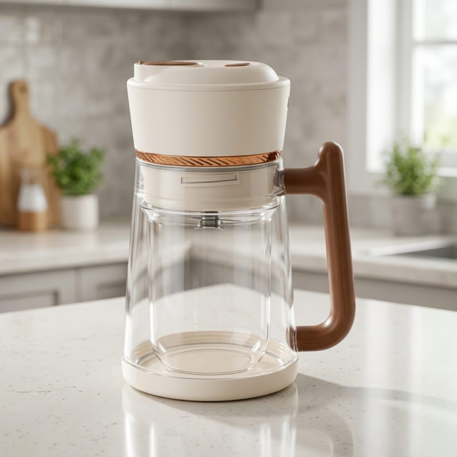 Handheld Electric Juice Cup with Handle Rechargeable Portable Blender Compact Electric Juicer Cup Single-Serve for Travelers, Commuters, Office, Outdoor, Picnics, Beige-image-31