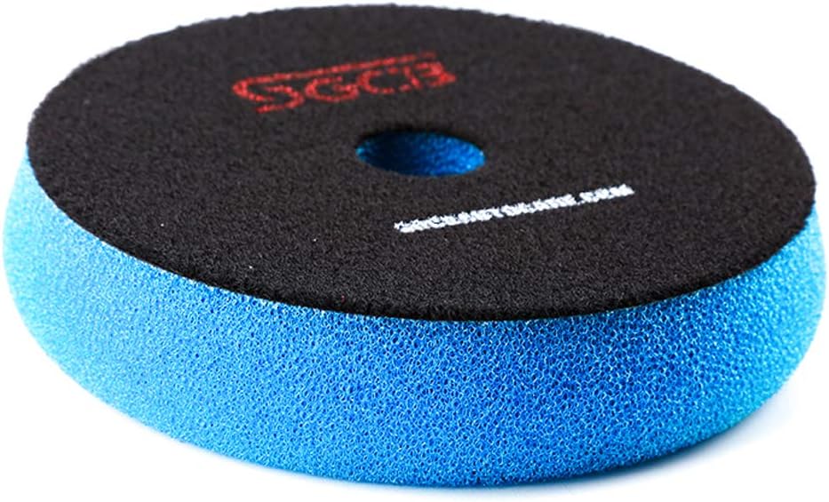 SGCB Pro Pro 6” RO/DA Polishing Pad 5-Pack, Medium Light Cut Flat Car Foam Buffing Pad Breathable Hook & Loop Finishing Sponge Pad for Second Polish Moderate Scratch Oxidation Defect Removal, Blue