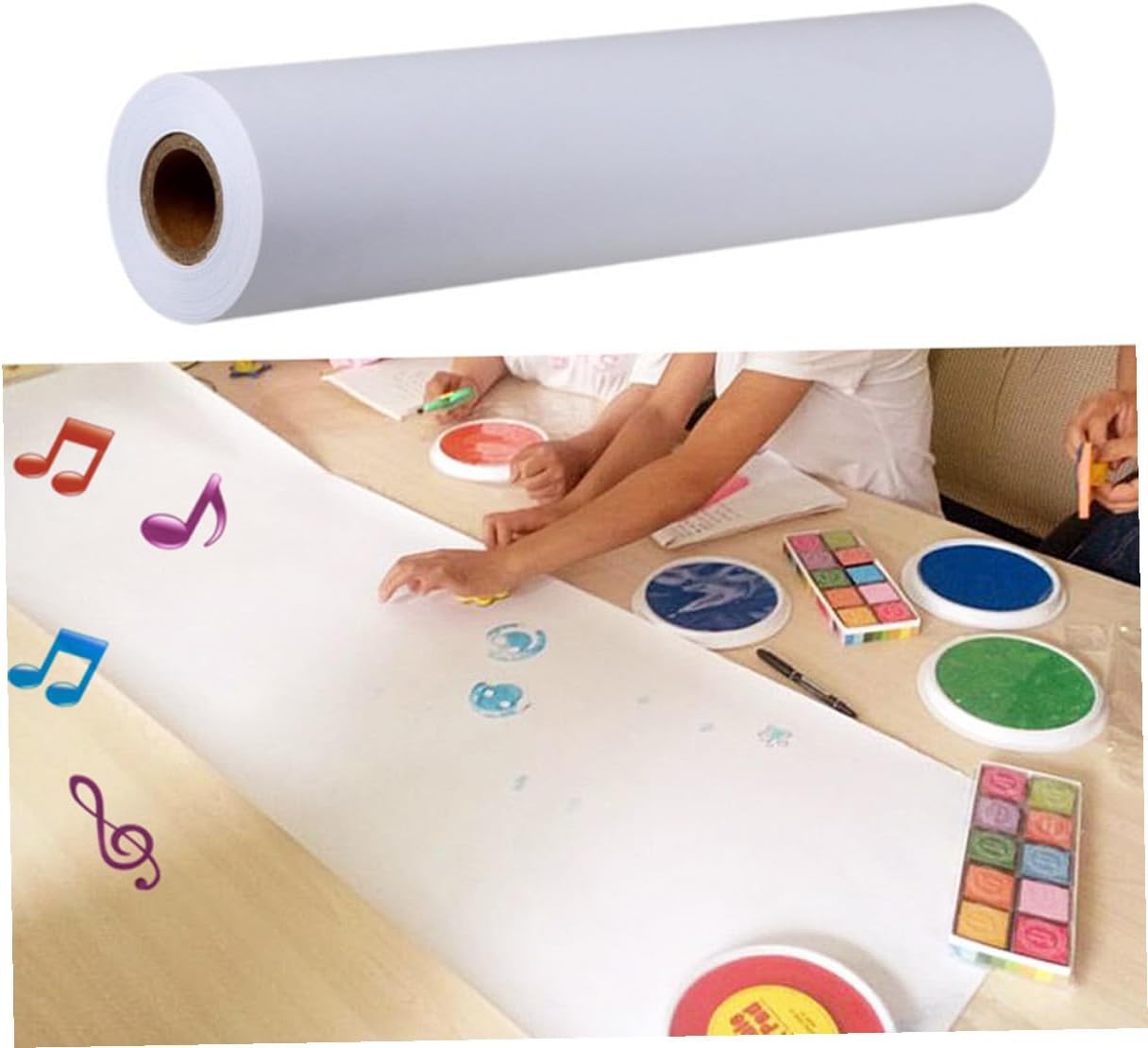 Uonlytech White Drawing Paper Roll for Kids Art 44cm x 25m Blank Sketch Paper for Painting Craft Activities and DIY Projects