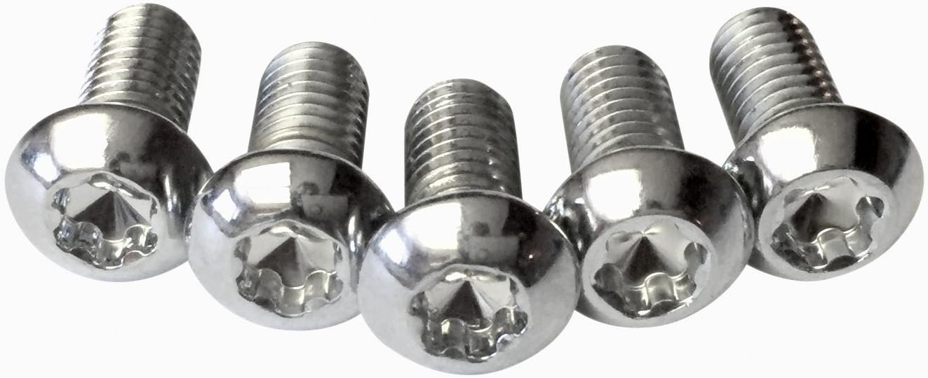Set (5) Chrome Front Rotor Torx Head Grade 8 Bolts for Harley-Davidson, Custom Chopper Brakes