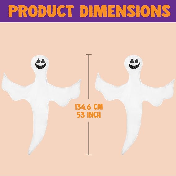JOYIN 2 Pcs 53 Halloween Decoration Outdoor, Halloween Tree Wrap Ghost Decoration Outdoor, Smiling Hanging Ghost Design for Lawn, Tree, Party Supplies, Haunted House Wrap Decor