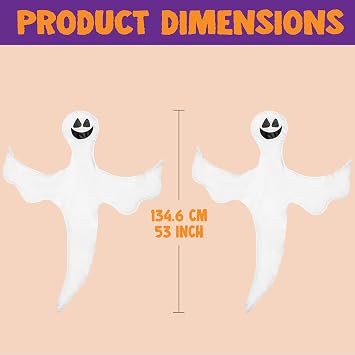 JOYIN 2 Pcs 53 Halloween Decoration Outdoor, Halloween Tree Wrap Ghost Decoration Outdoor, Smiling Hanging Ghost Design for Lawn, Tree, Party Supplies, Haunted House Wrap Decor